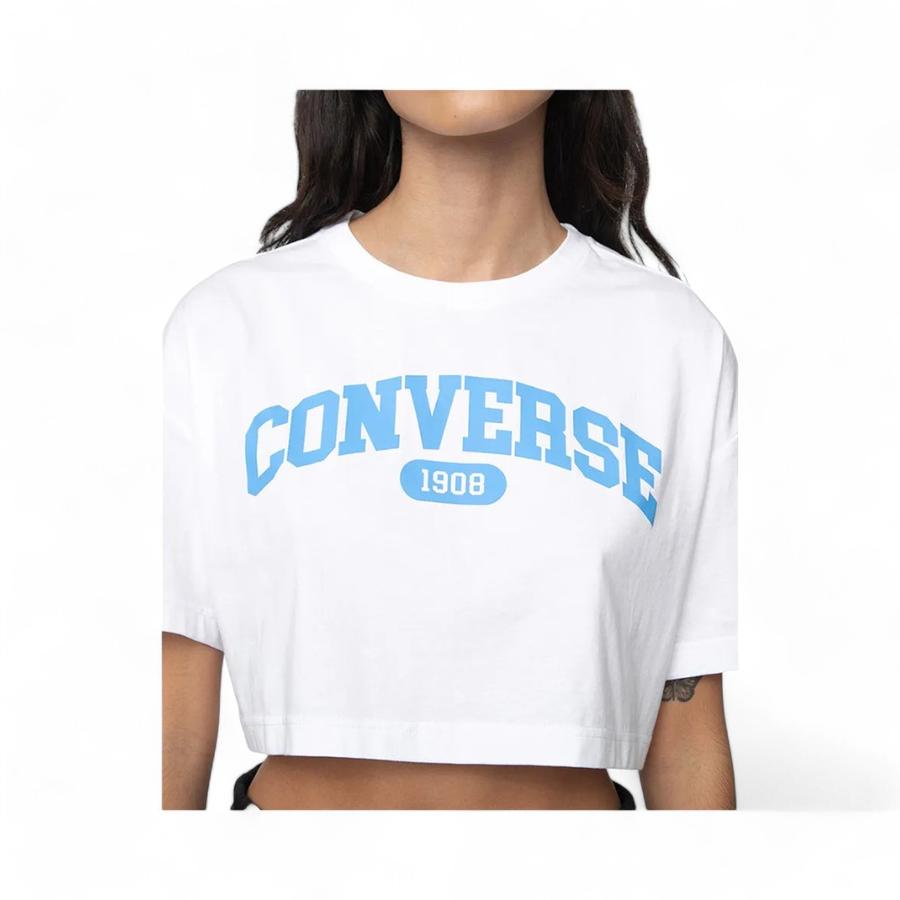 Polera Mujer Converse Sporty Cropped Manga Corta Blanco