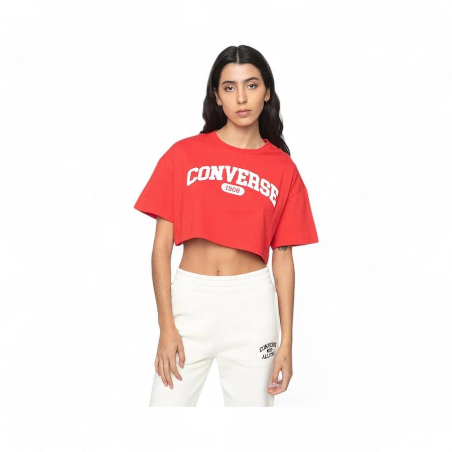 Polera Mujer Converse Sporty Cropped Manga Corta Rojo