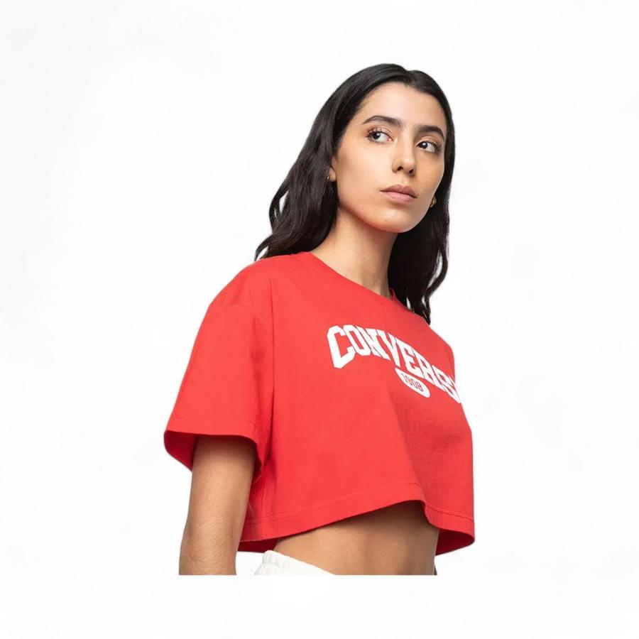 Polera Mujer Converse Sporty Cropped Manga Corta Rojo