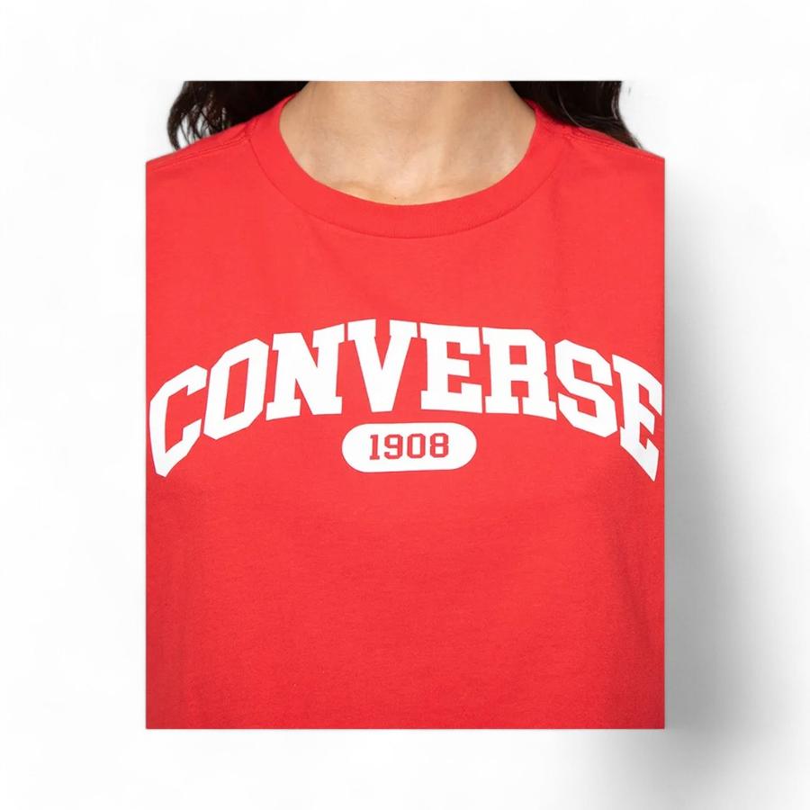 Polera Mujer Converse Sporty Cropped Manga Corta Rojo