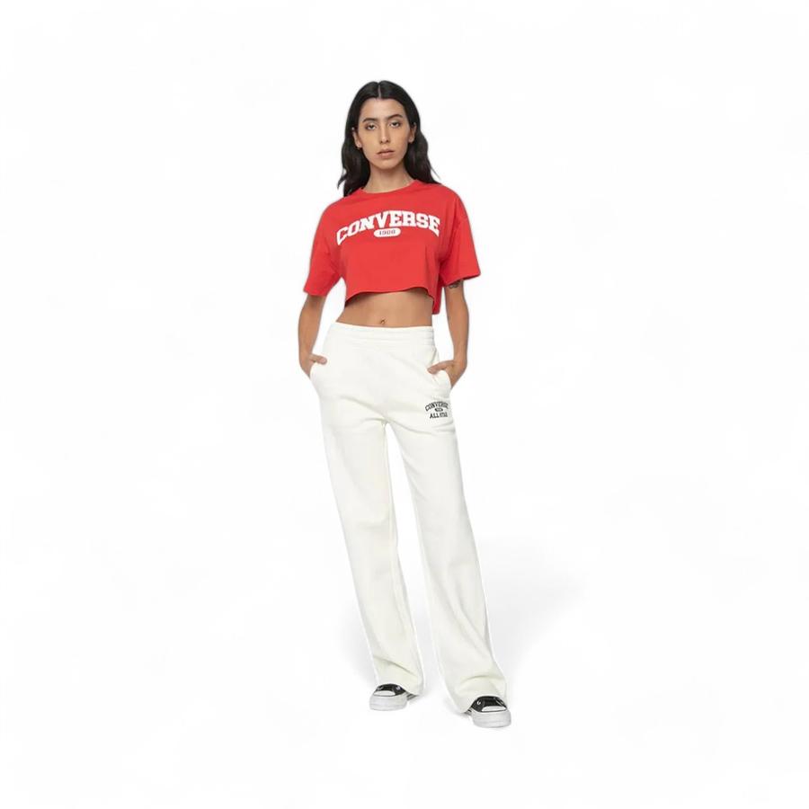 Polera Mujer Converse Sporty Cropped Manga Corta Rojo