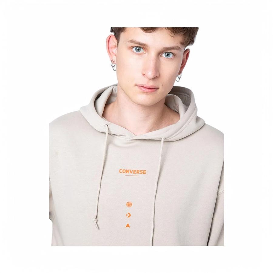 Polerón Hoodie Hombre Wordmark Loose Fit Graphic Café Claro