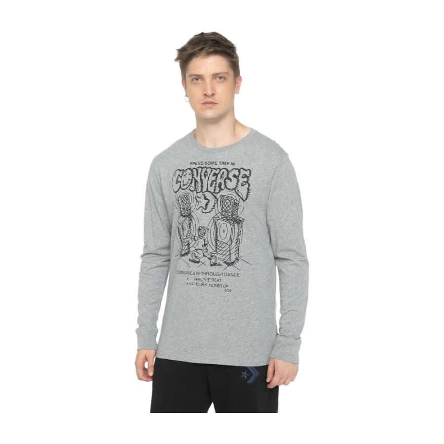 Polera Manga Larga Hombre Converse Music Gris