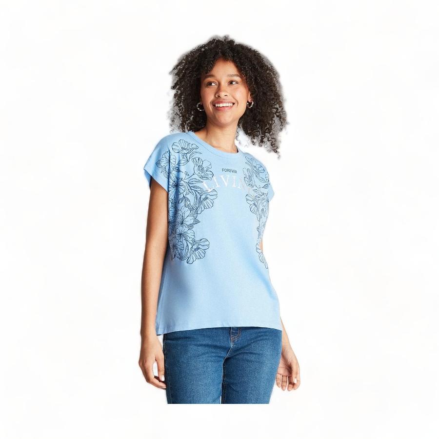 Polera Mujer Curvi Cuello Redondo High & Low Indigo