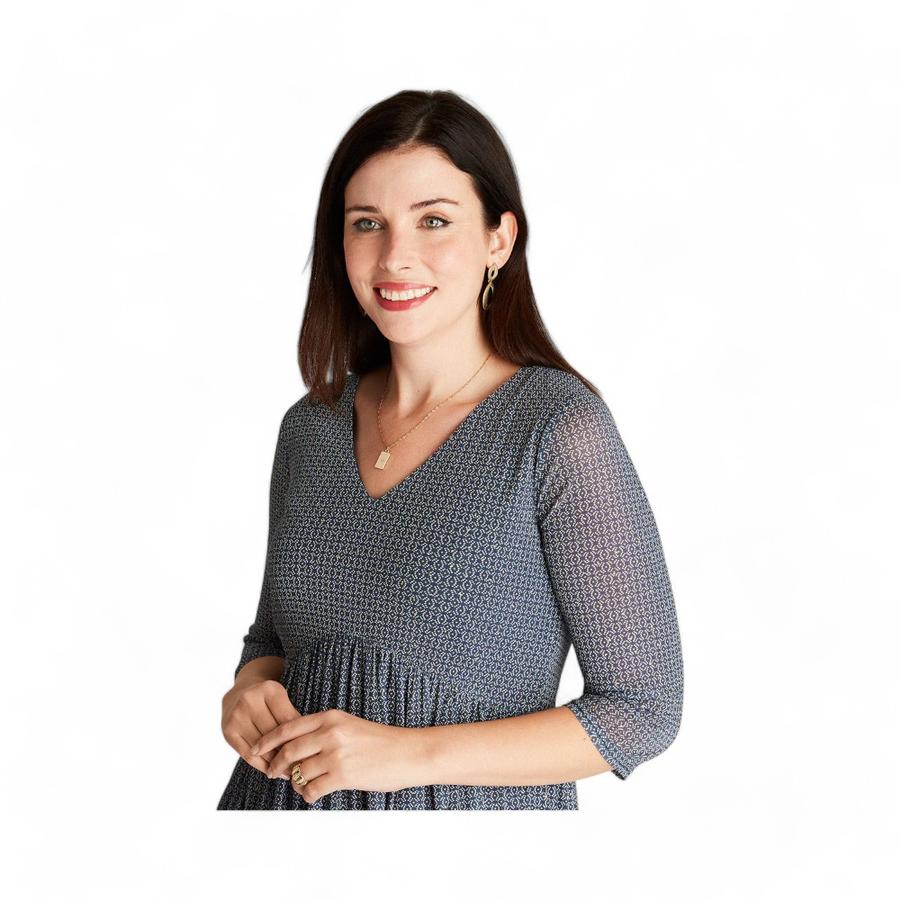 Polera Mujer Curvi 105115 Cuello V Manga 3/4 Azul