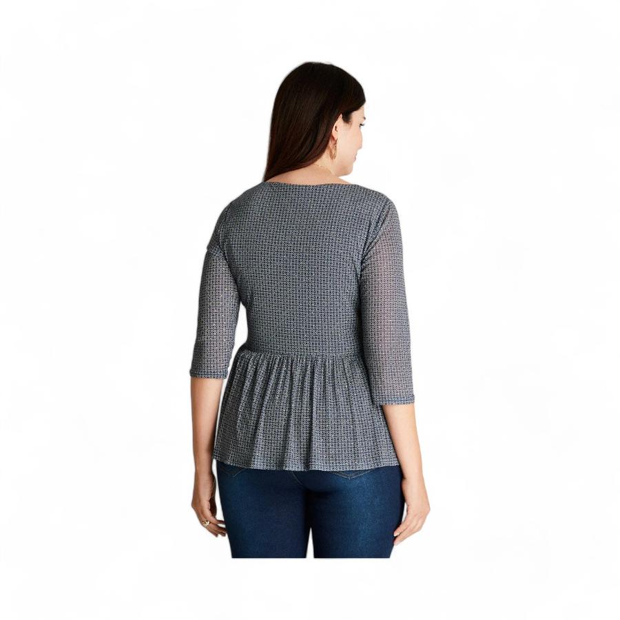 Polera Mujer Curvi 105115 Cuello V Manga 3/4 Azul