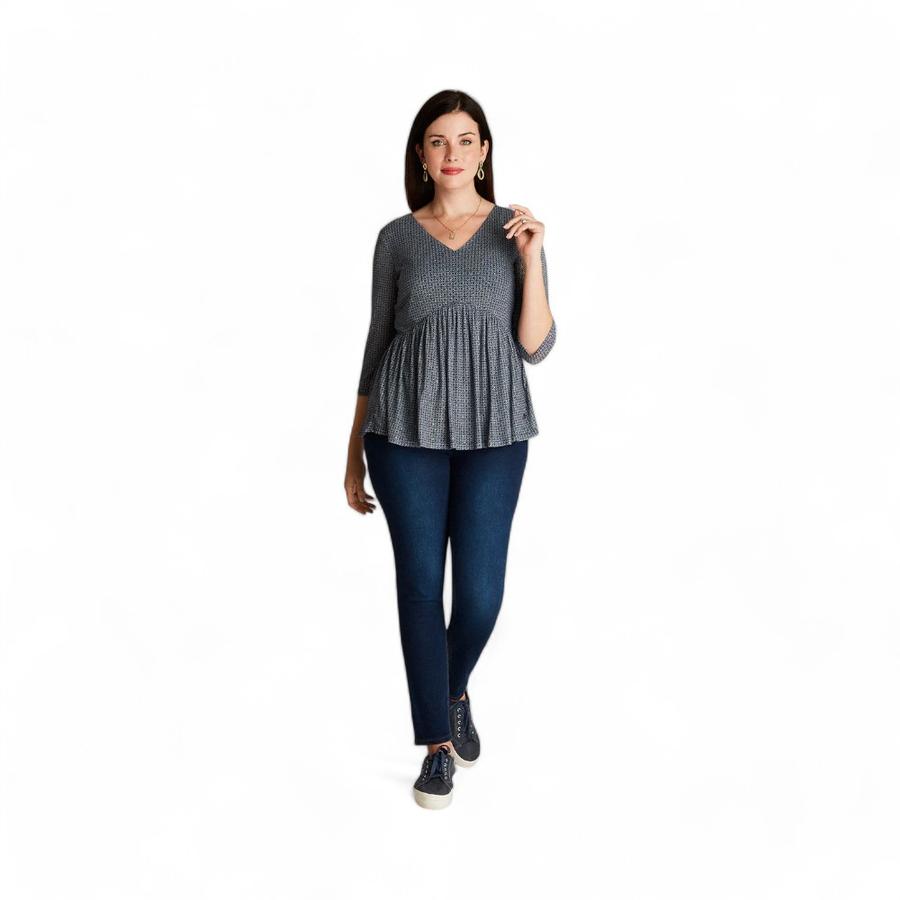 Polera Mujer Curvi 105115 Cuello V Manga 3/4 Azul