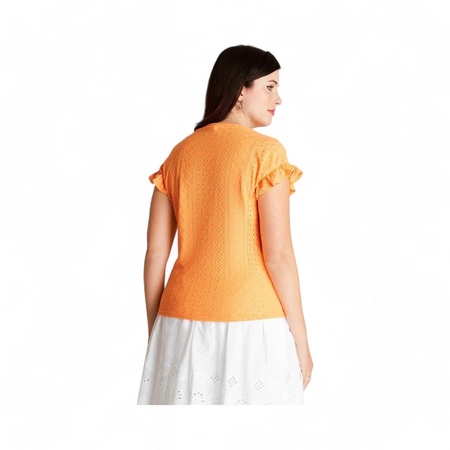 Polera Mujer Curvi 105119 Cuello Redondo Sin Mangas Naranjo