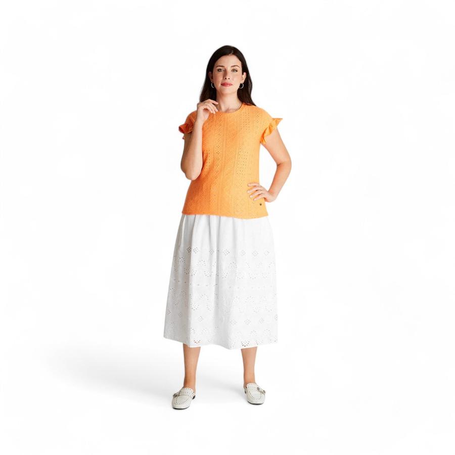 Polera Mujer Curvi 105119 Cuello Redondo Sin Mangas Naranjo