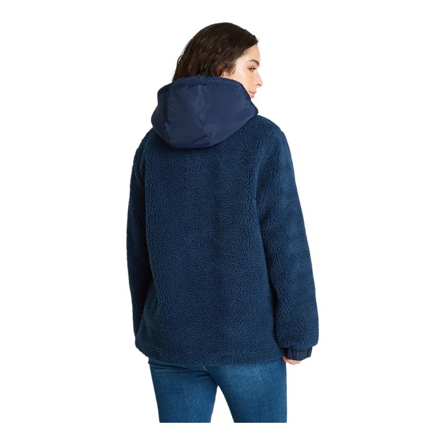 Polerón Sherpa Mujer Con Aplicación De Parka Curvi Azul