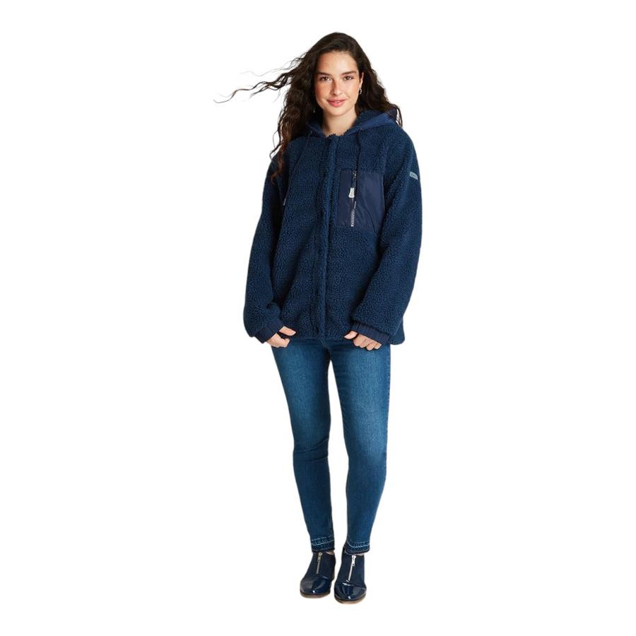 Polerón Sherpa Mujer Con Aplicación De Parka Curvi Azul