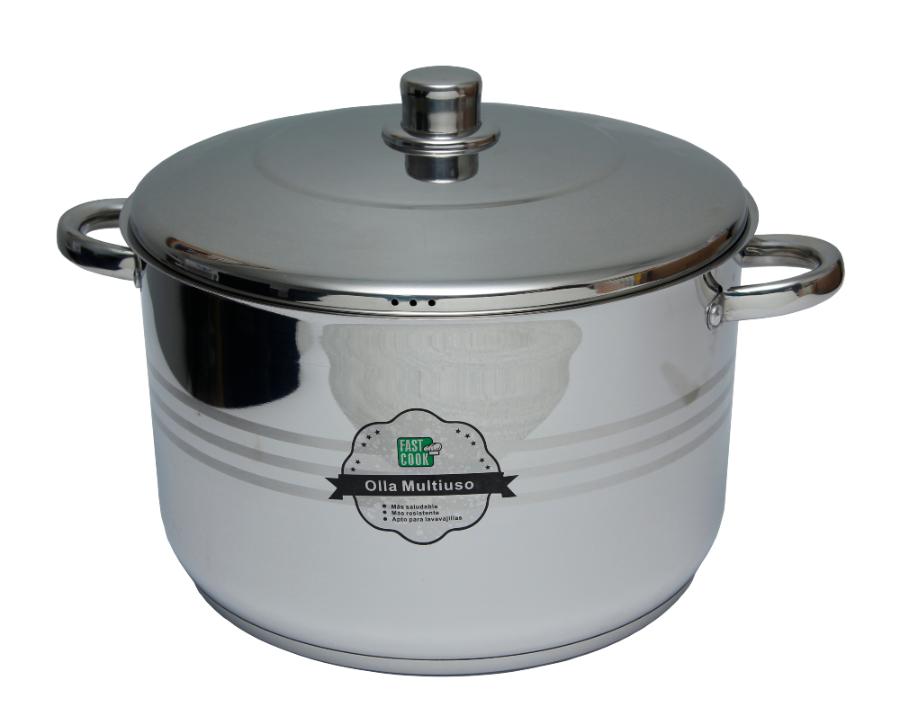 Cacerola Alta Acero Inox 28 Cm 8 Litros