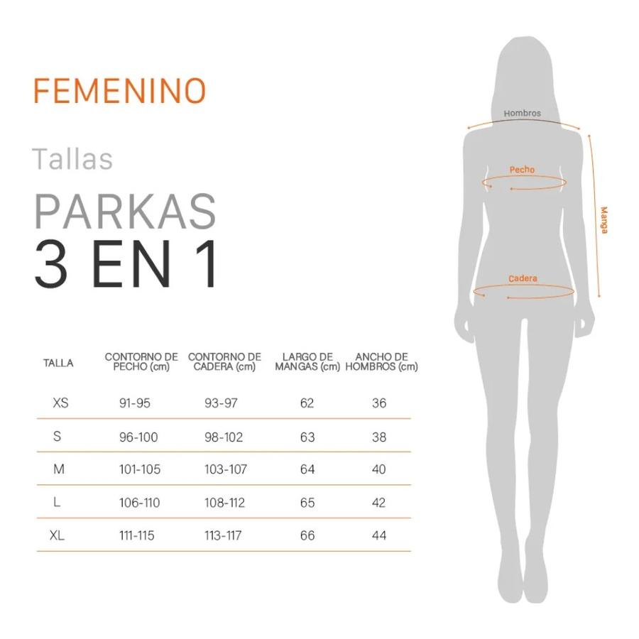 Chaqueta Outdoor Mujer Doite 3 En 1 Parbat Negra