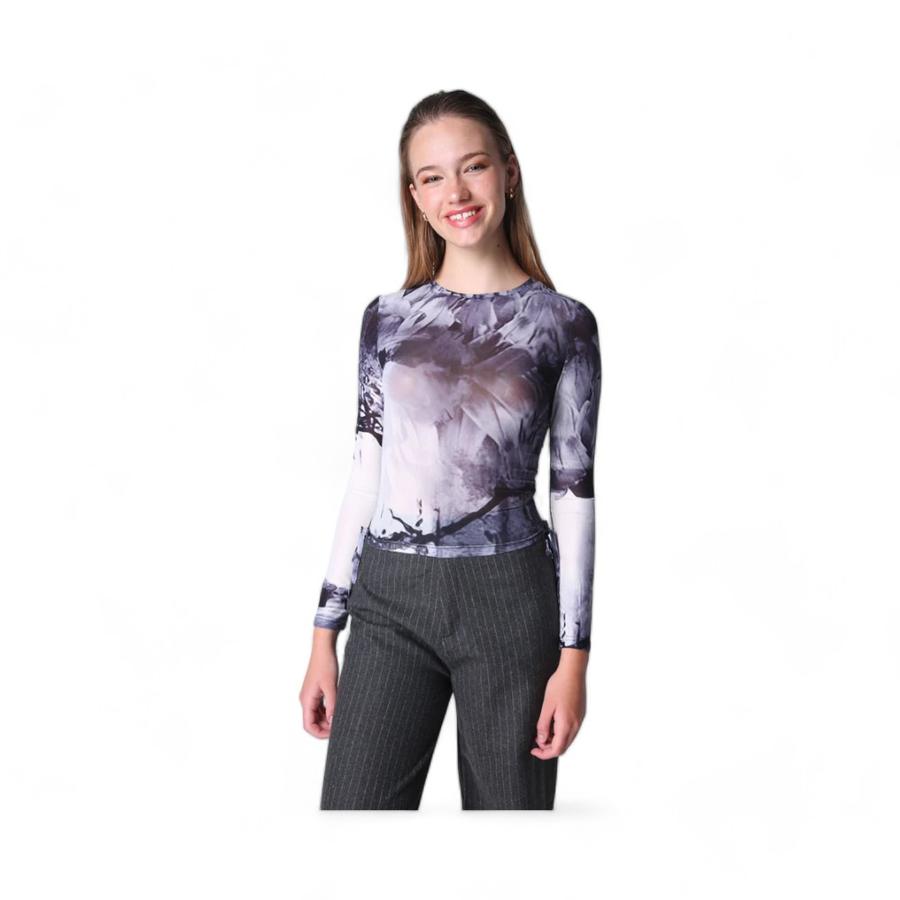 Polera Mesh Mujer Eclipse Atrevida Berni Gris