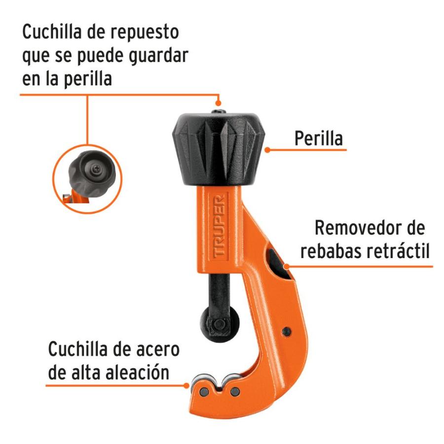 Cortador De Tubo Cobre 0.3cm a 3.2cm Truper Naranjo