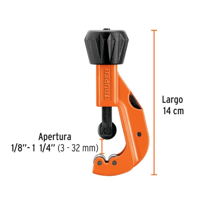 Cortador De Tubo Cobre 0.3cm a 3.2cm Truper Naranjo