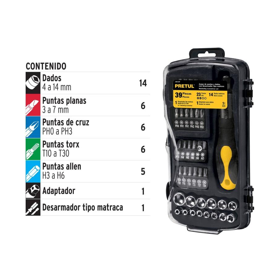 Juego De 39 Herramientas 1/4