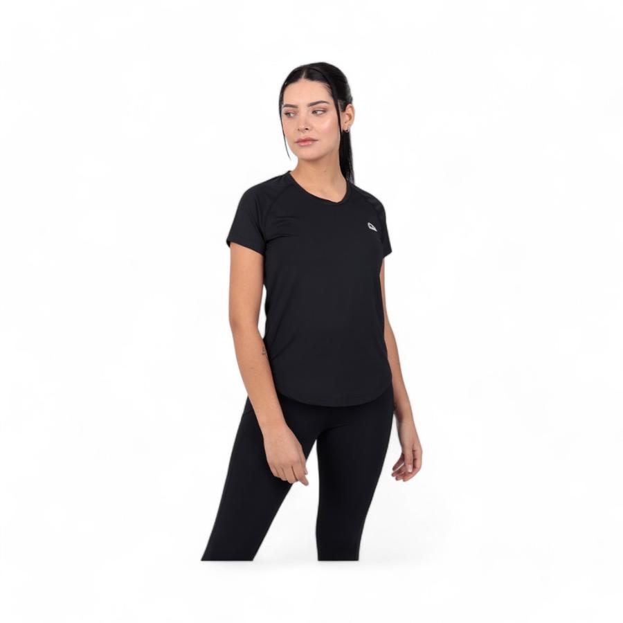 Polera Deportiva Mujer Ellse Rosa Manga Corta Negro