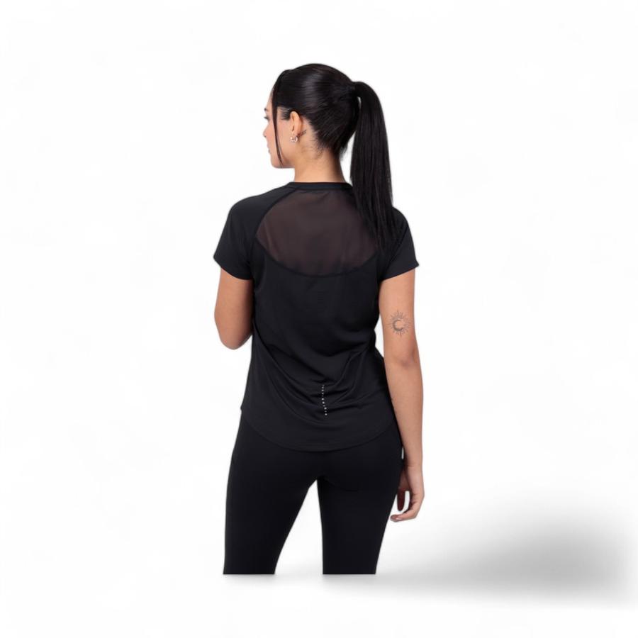 Polera Deportiva Mujer Ellse Rosa Manga Corta Negro