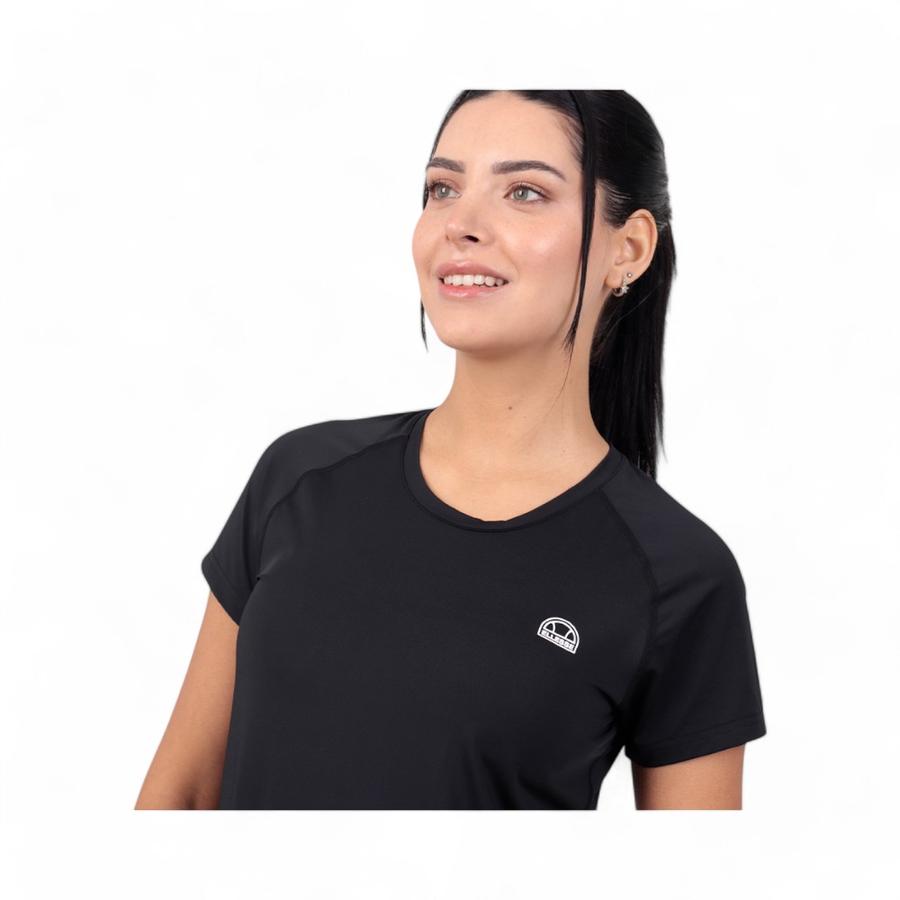 Polera Deportiva Mujer Ellse Rosa Manga Corta Negro