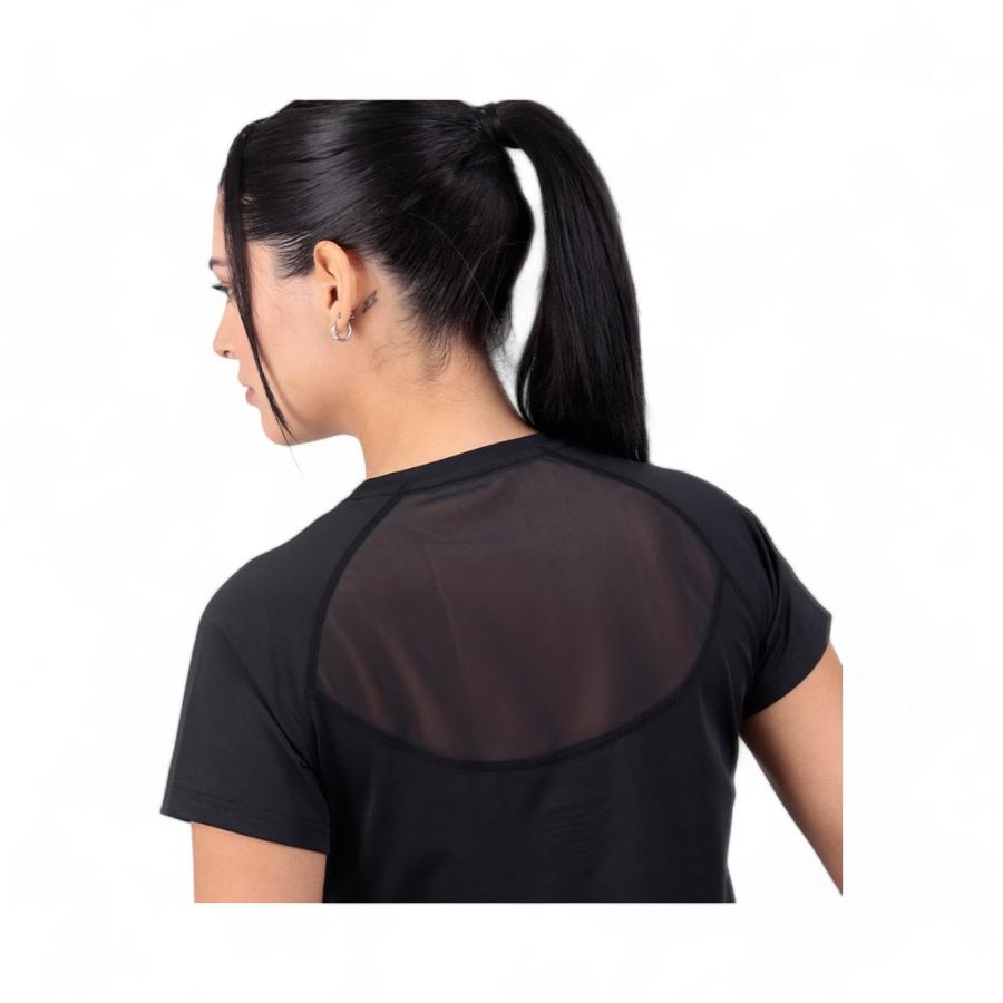 Polera Deportiva Mujer Ellse Rosa Manga Corta Negro