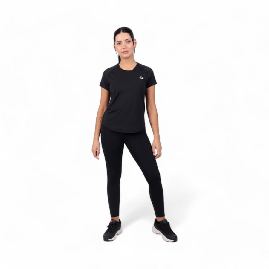 Polera Deportiva Mujer Ellse Rosa Manga Corta Negro