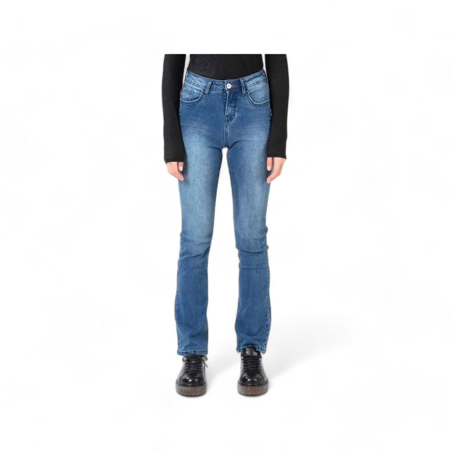 Jeans Skinny Flare Tiro Medio Mujer Ellus Jess Azul