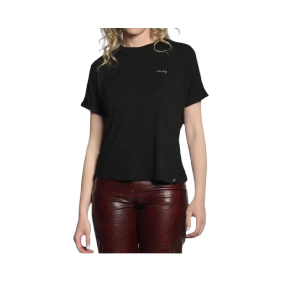 Polera Mujer Ellus Manga Corta Batwing Viscosa Negro