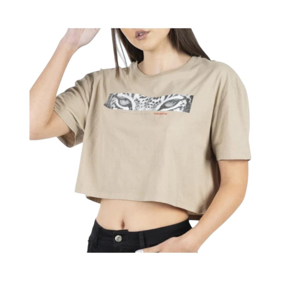 Polera Casual Mujer Ellus Semi Cropped Safari Beige