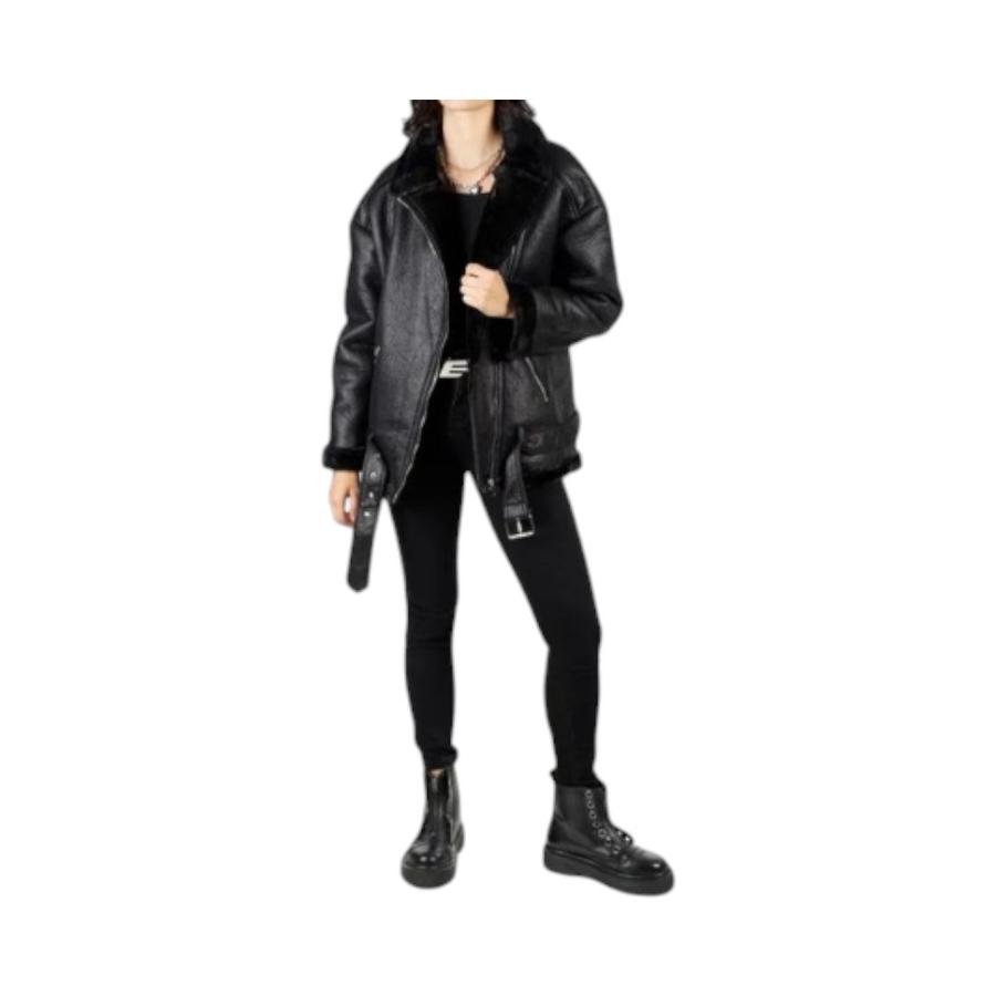 Chaqueta Aviadora  Mujer Ellus Cuero PU Negro