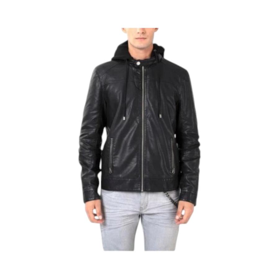 Chaqueta Gorro Rider Hombre Ellus Cuero Sintetico  Negro