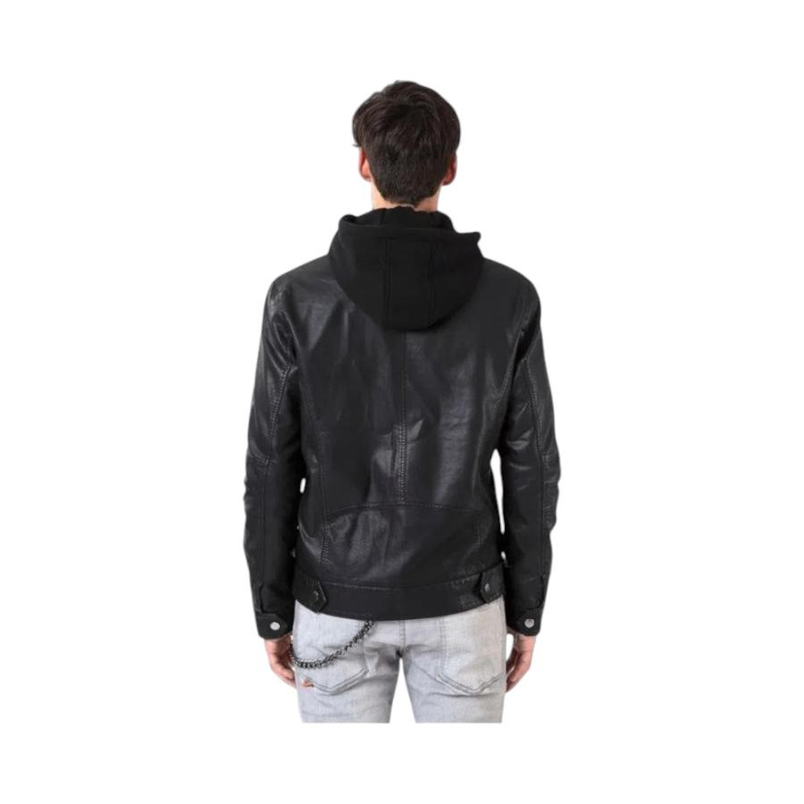 Chaqueta Gorro Rider Hombre Ellus Cuero Sintetico  Negro