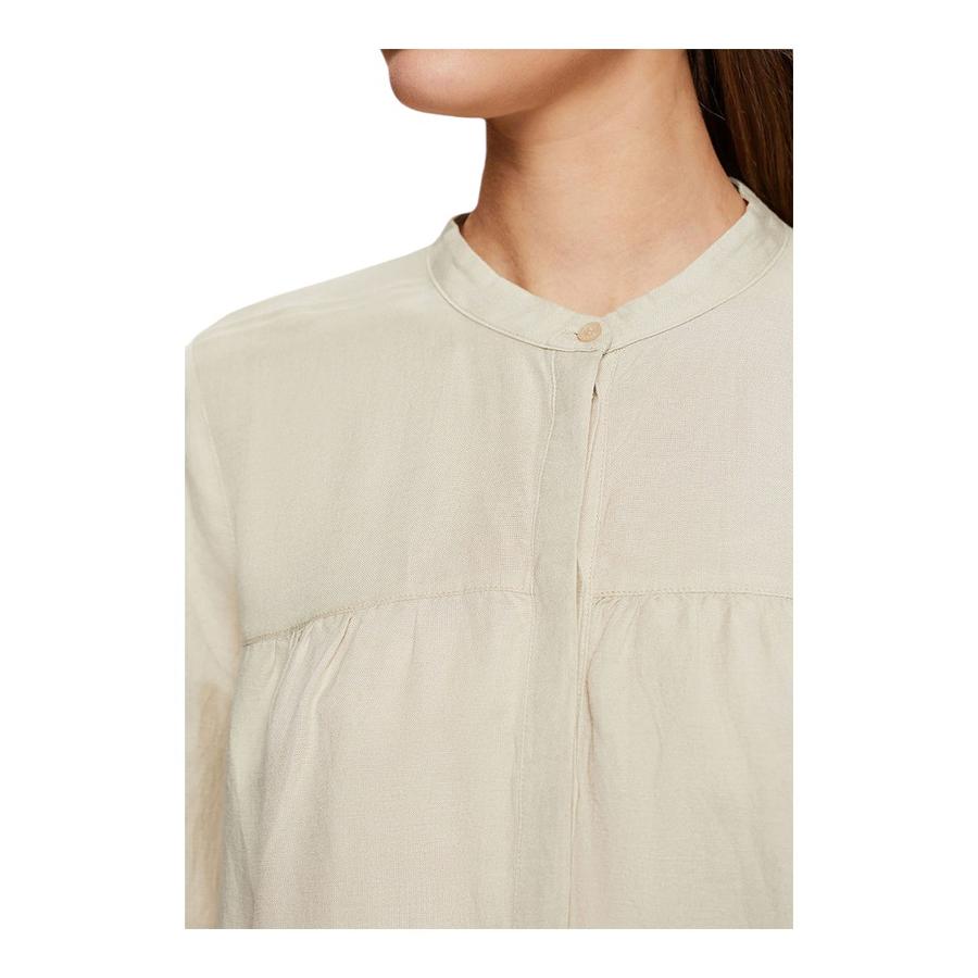 Blusa Camisera De Lino Mujer Esprit Taupe