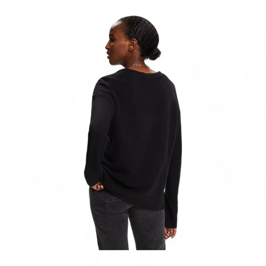 Sweater De Cuello V Mujer Esprit Negro