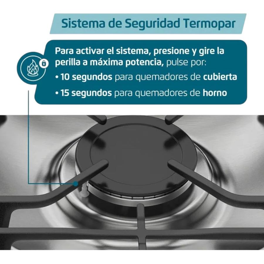 Cocina Gas 4 Platos Fensa 2606 Experience VaporBake Gris