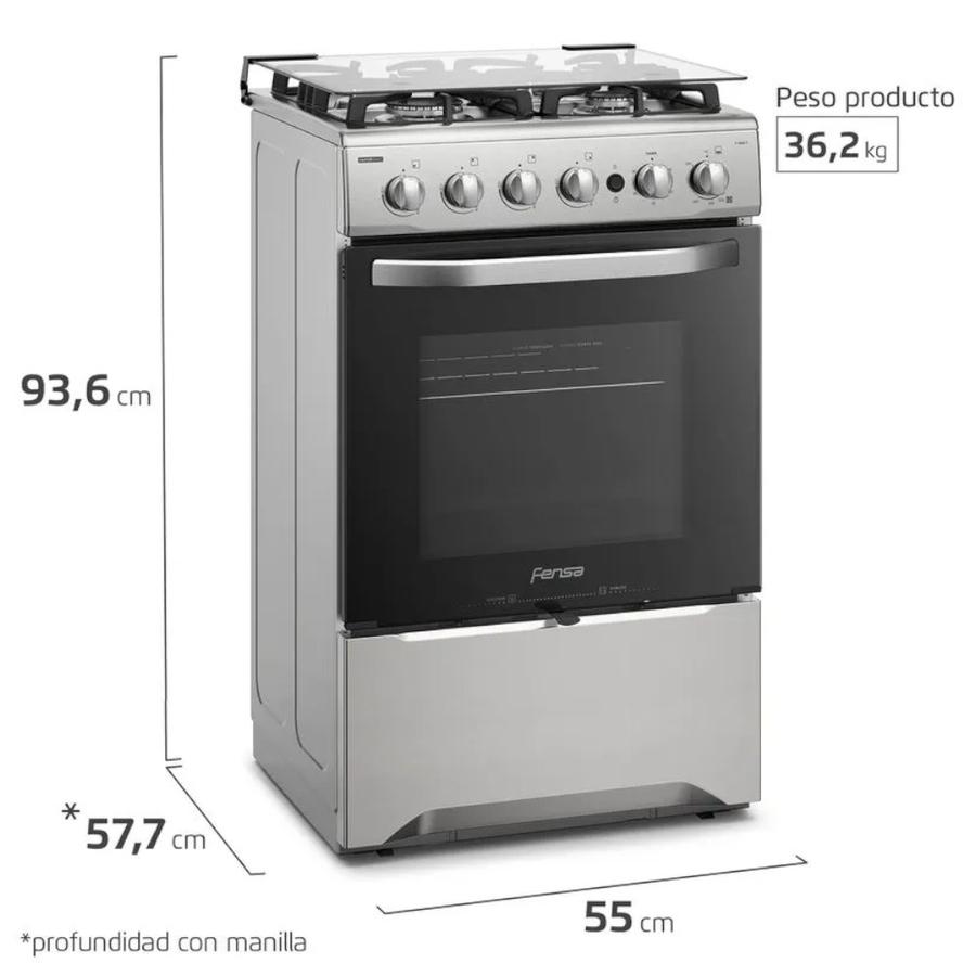Cocina Gas 4 Platos Fensa 2606 Experience VaporBake Gris
