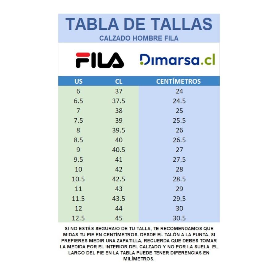 Medidas zapatillas fila discount