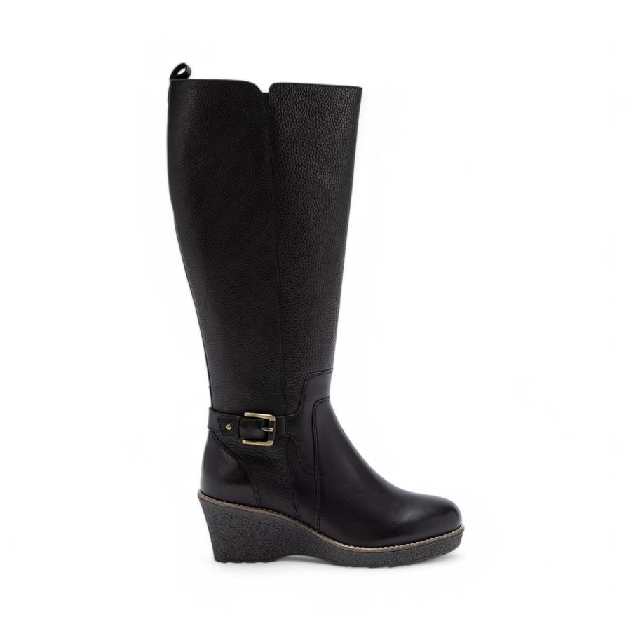Bota Alta Mujer Gacel Leda Cuero Negro