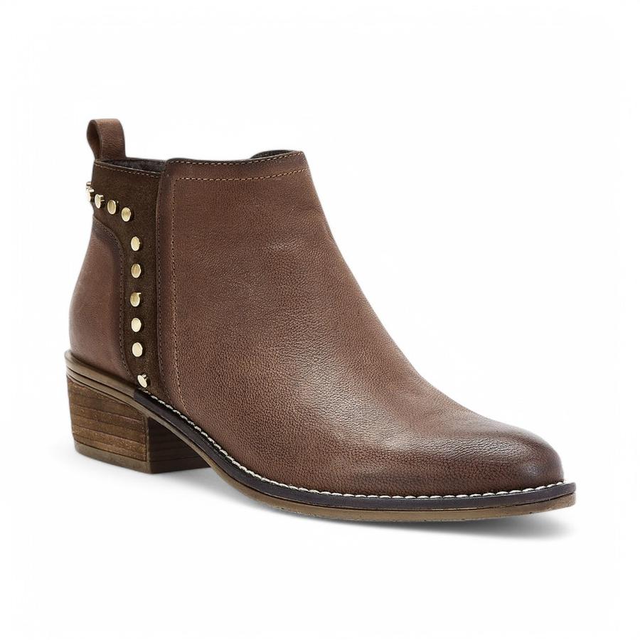 Botín Casual Mujer Gacel Gina Cuero Café Chocolate