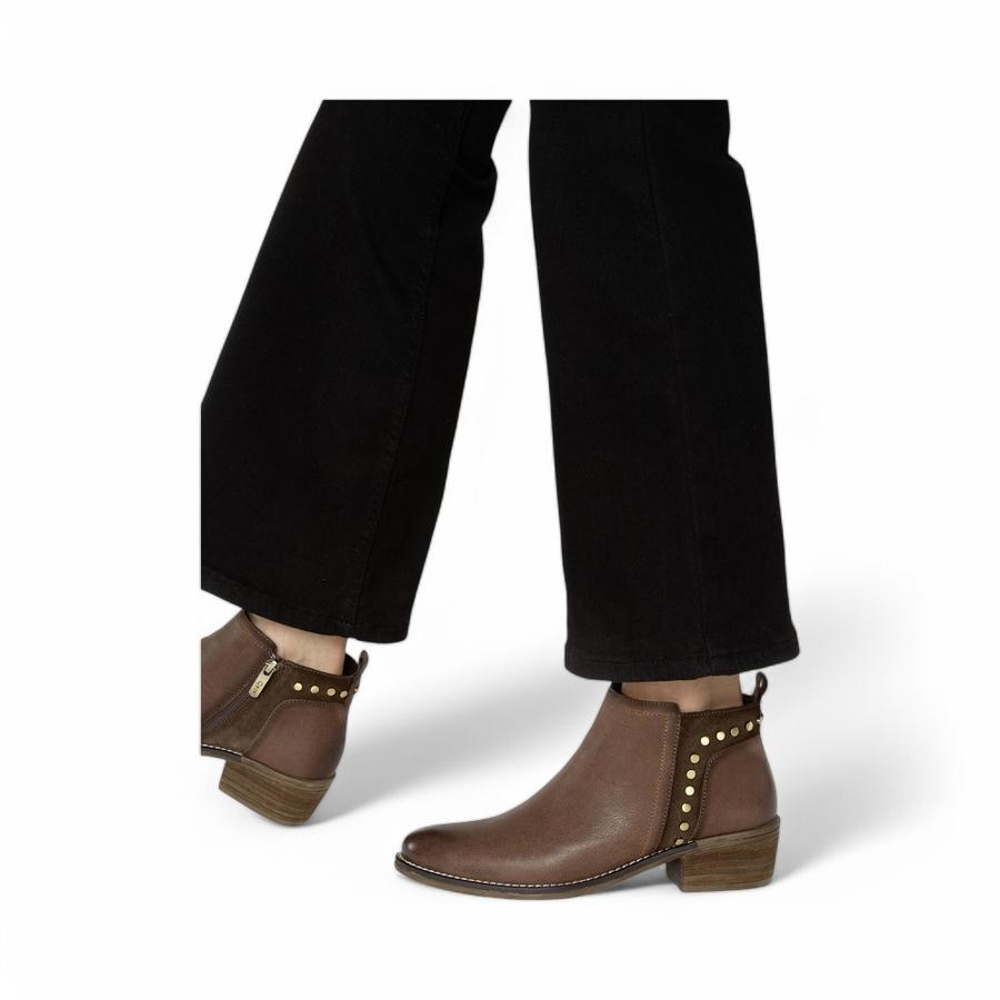 Botín Casual Mujer Gacel Gina Cuero Café Chocolate