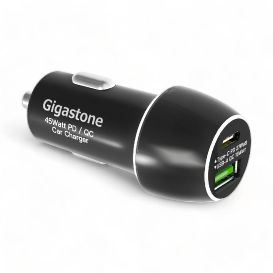 Cargador Auto Gigastone 45W Tipo C Y Usb Negro