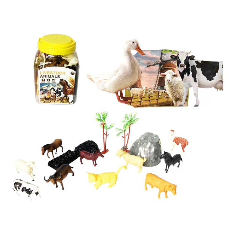 Balde De Juguetes Animales Granja 15 Piezas