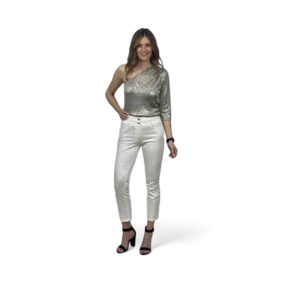 Pantalon de gabardina blanco mujer deals