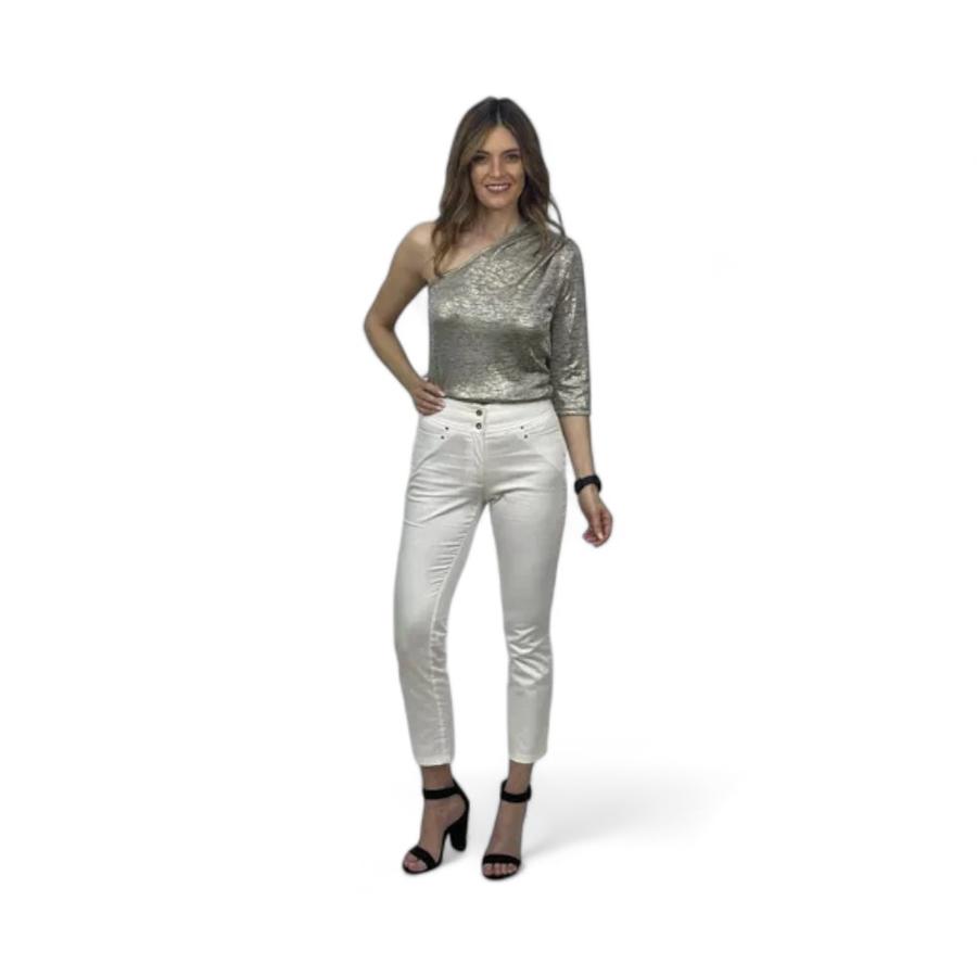 Pantalon Slim Gabardina Mujer Give Blanco