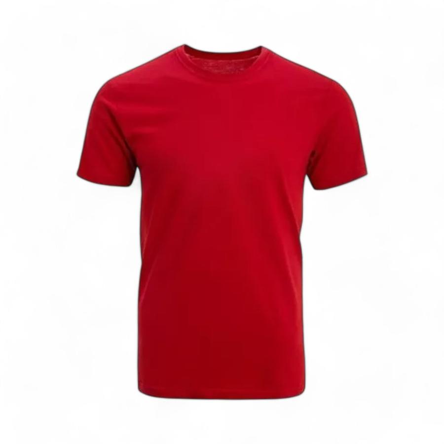 Polera Hombre Basica Lisa Manga Corta Rojo