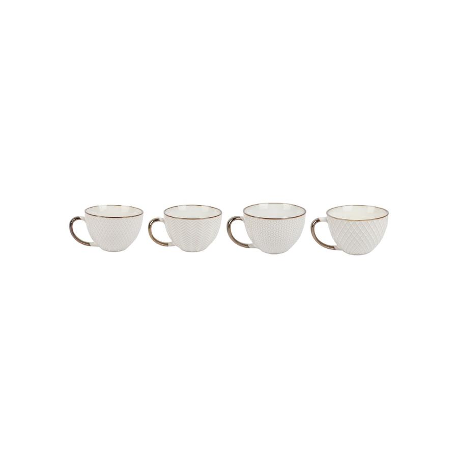 Tazon Loza 420 Ml Borde Dorado Home Well Blanco