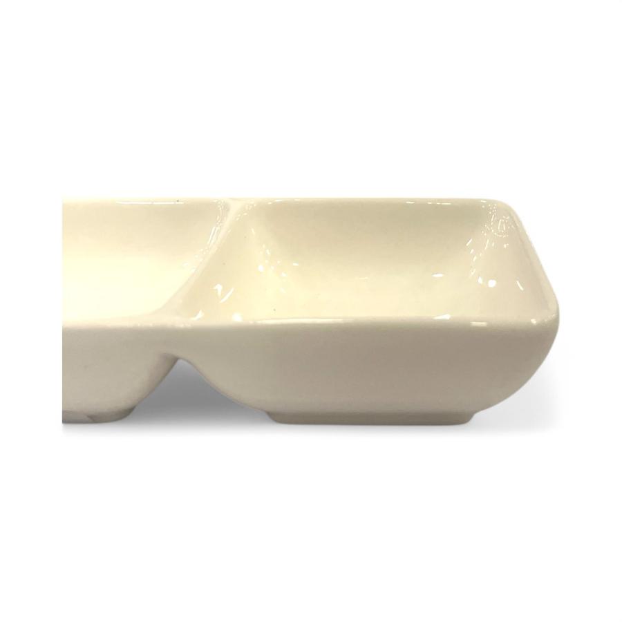 Bandeja Cerámica 3 Compartimientos 23x23x9 cm Blanco