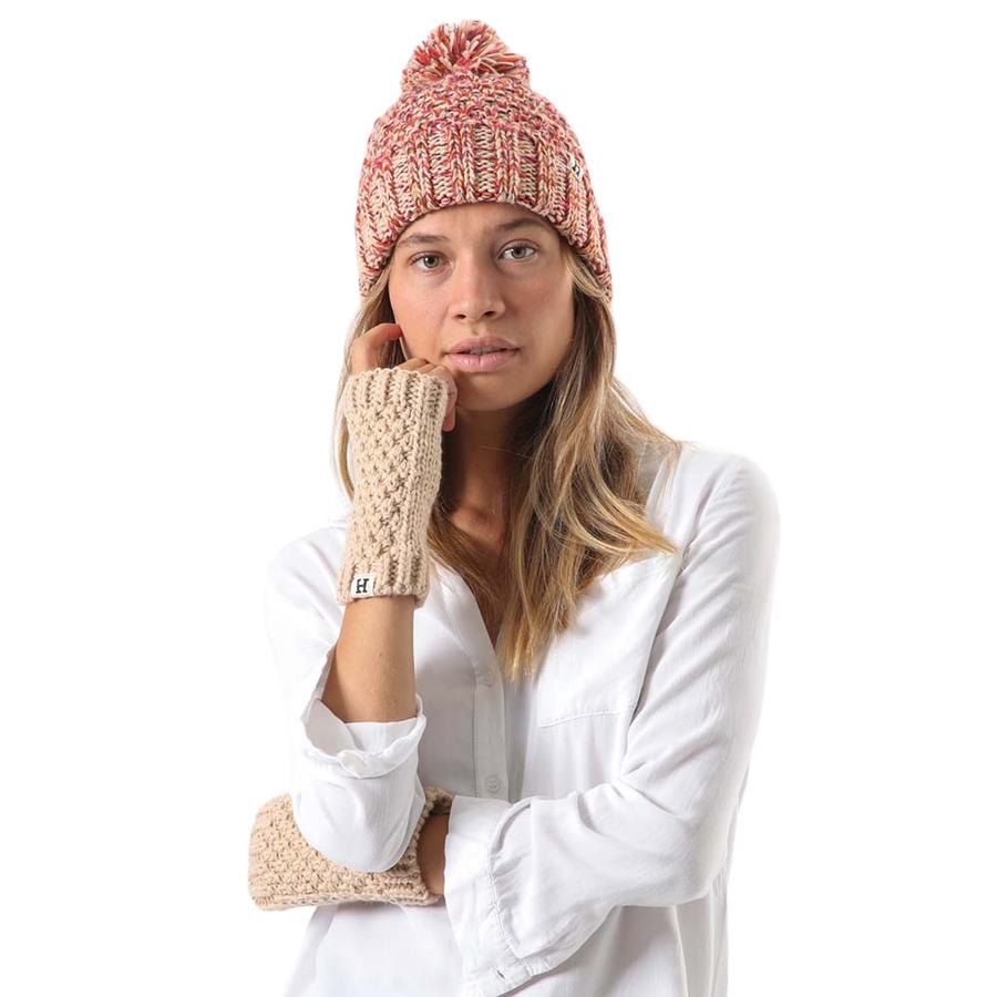 Pack De Gorro Y Mitones Tejidos Mujer Melange Humana Café