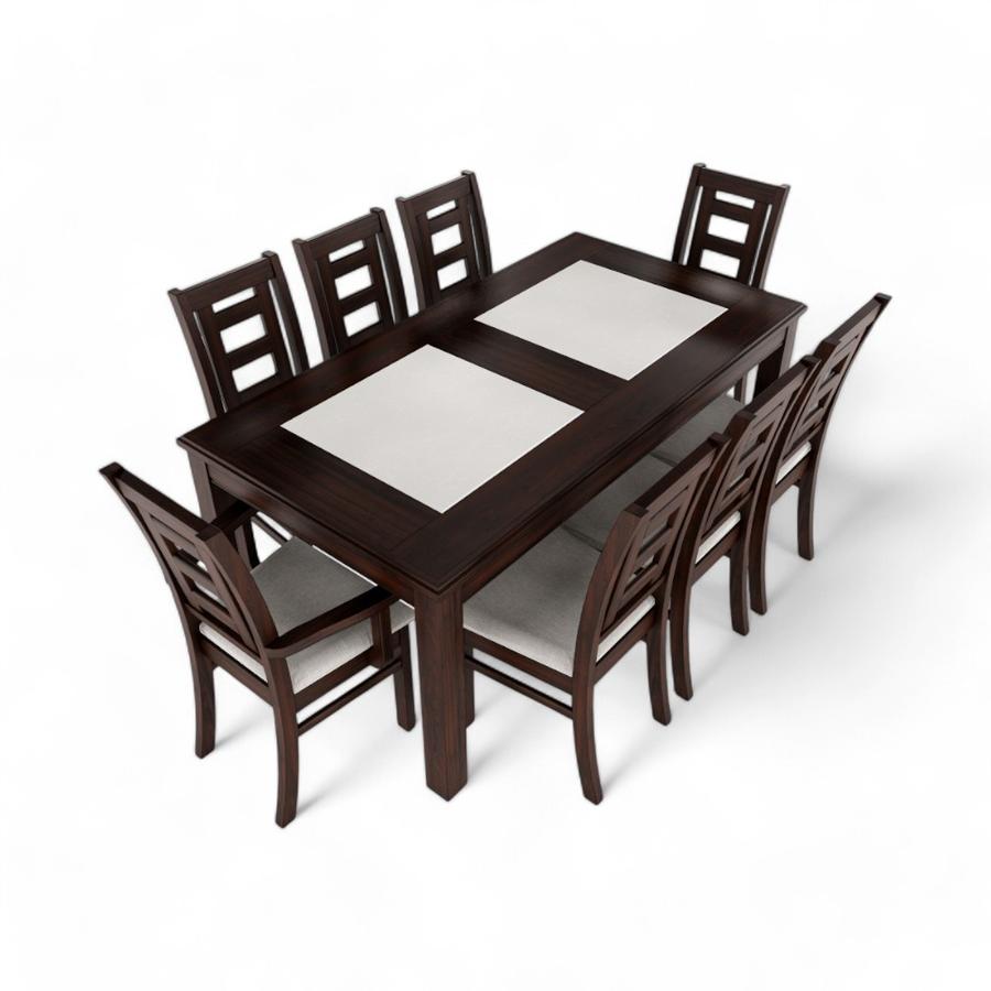 Comedor Insigne Porcelanato 6 Sillas + 2 Sitiales Chocolate