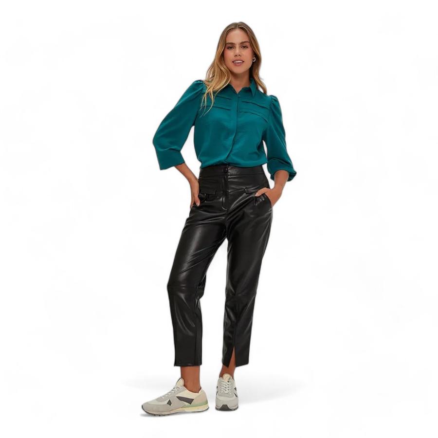 Blusa Camisera Botones Mujer IO Verde Musgo